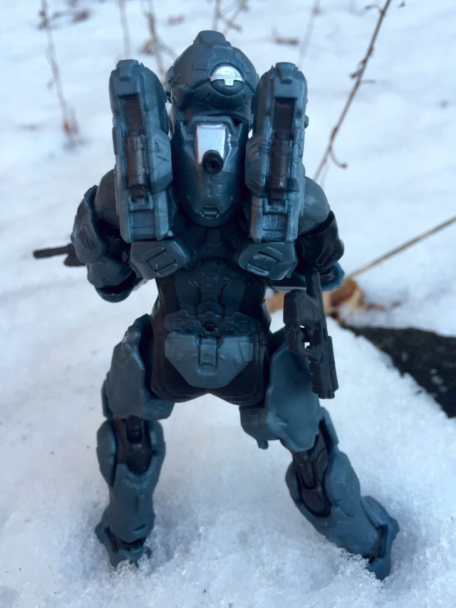 Back of Spartan Fred 104 Halo 5 Mattel Collector Figure