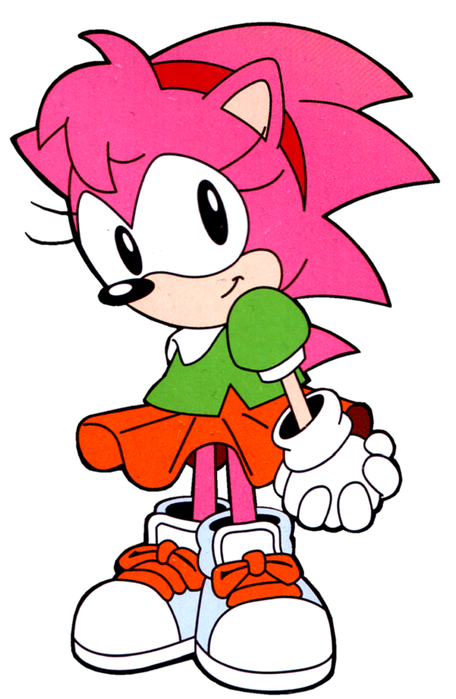 Classic Amy Rose the Hedgehog Green Shirt Orange Dress