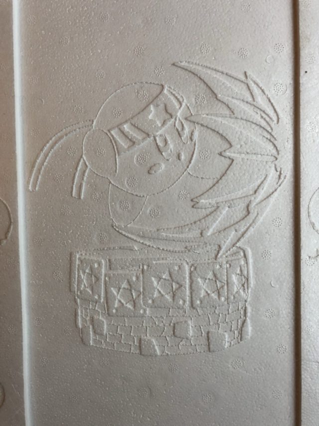 Fighter Kirby Etched into Styrofoam Insert of First 4 Figures Statue Box