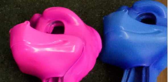 Pink and Blue Spyro PVC Statues Test Color Prototypes