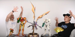 First 4 Figures Metroid Statues Size Comparison Samus Ridley Gunship